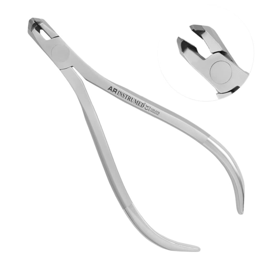 AR INSTRUMED Orthodontic Mini Distal End Wire Cutter, Tungsten Carbide Beak, With Hold, 1/Pk - AR INSTRUMED Orthodontic TC Mini Braces Wire Cutter, Medical Grade Stainless Steel Distal End Cut Plier, Sharp Slimmer Tip, Tungsten Carbide Beak, Non Slip Style Handle, Braces Removal Tool - Image 1