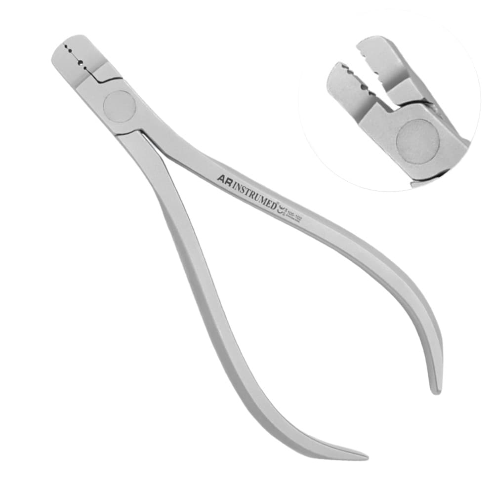AR INSTRUMED Lingual Arch Forming Plier, Serrated, Medical Grade Stainless Steel, 1/Pk - AR INSTRUMED Dental Lingual Arch Forming Plier, Medical Grade Stainless Steel Ortho Braces Double & Triple Bends INSTRUMEDnt, Hard serrated tip, Non Slip Style Handle, Perfects Dentists, Students - Image 1