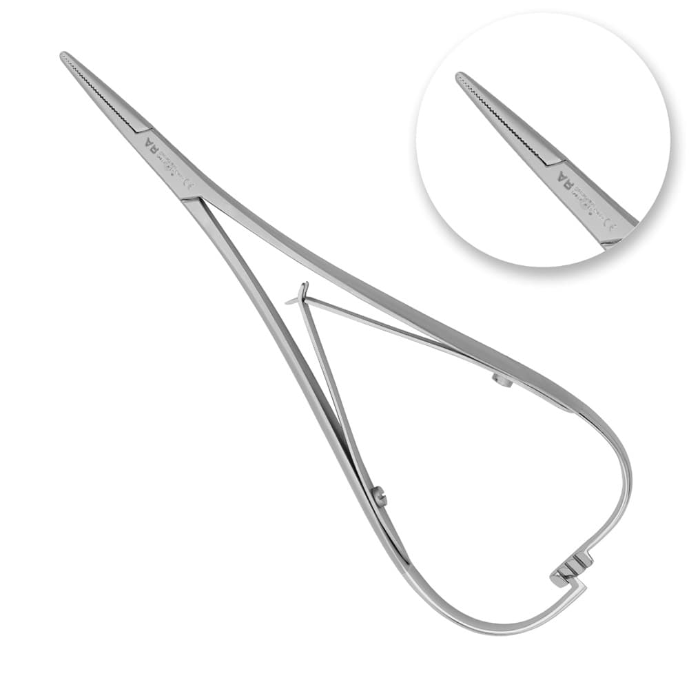 AR Instrumed Groove Mathieu Ligature Plier, Grooved Serrated Tip, Non-Slip Handle, 3-Lock, 5.5", 1/Pk - AR Autoclavable Groove Mathieu Ligature Plier Grooved Serrated Tip Non Slip Handle 3 Lock - Image 1