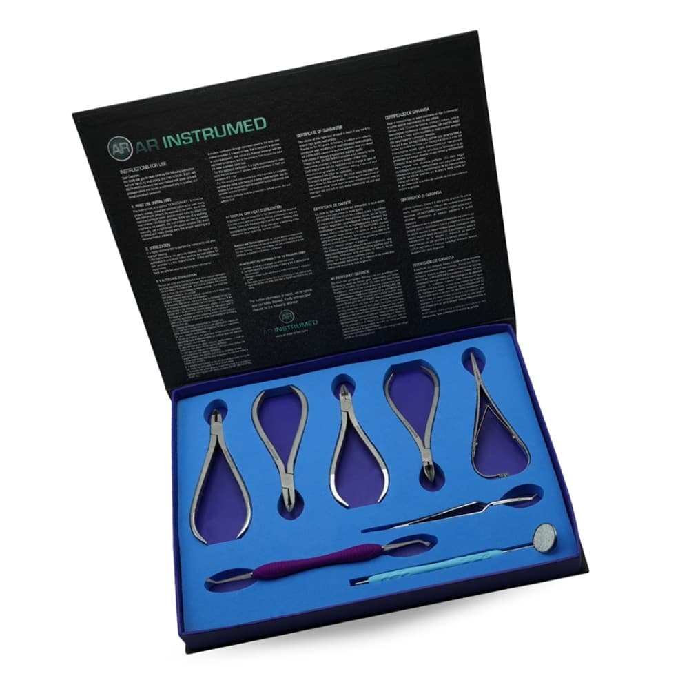 AR Instrumed 8-Piece TC Ortho Debanding Set, Tungsten Carbide, Stainless Steel, Autoclavable - AR INSTRUMED 8PCS TC Ortho Debanding Set Hard Wire Cutter Pliers Serrated Tip Long Handle - Image 1