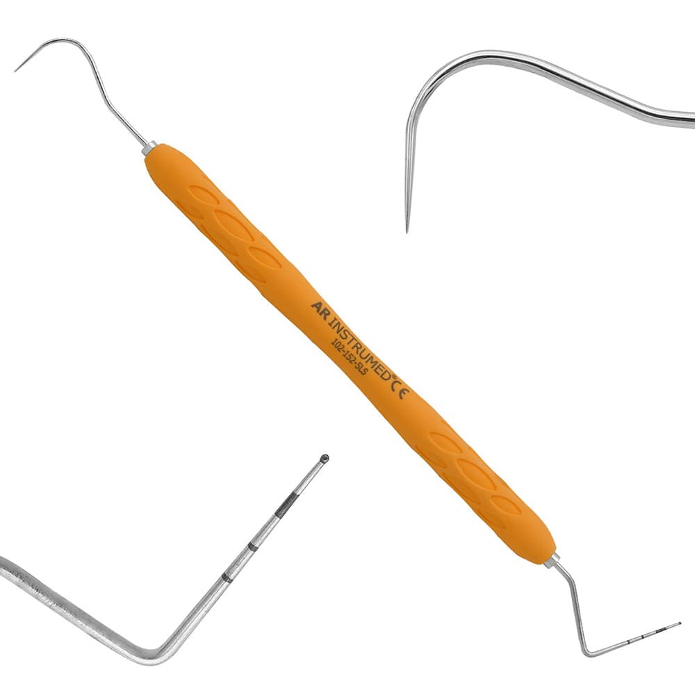AR INSTRUMED WHO-23 Periodontal Probe, Stainless Steel, Double-Ended, Color-Coded Michigan Tip, Light Orange Silicone Handle, 1/Pk - AR INSTRUMED Dental WHO-23 Probe, Medical Grade Stainless Steel, Color Coded Michigan Tip, Single Ended Design, Soft Silicone Light Orange Handle, Perfects Periodontal Diagnostic INSTRUMEDnt - Image 1