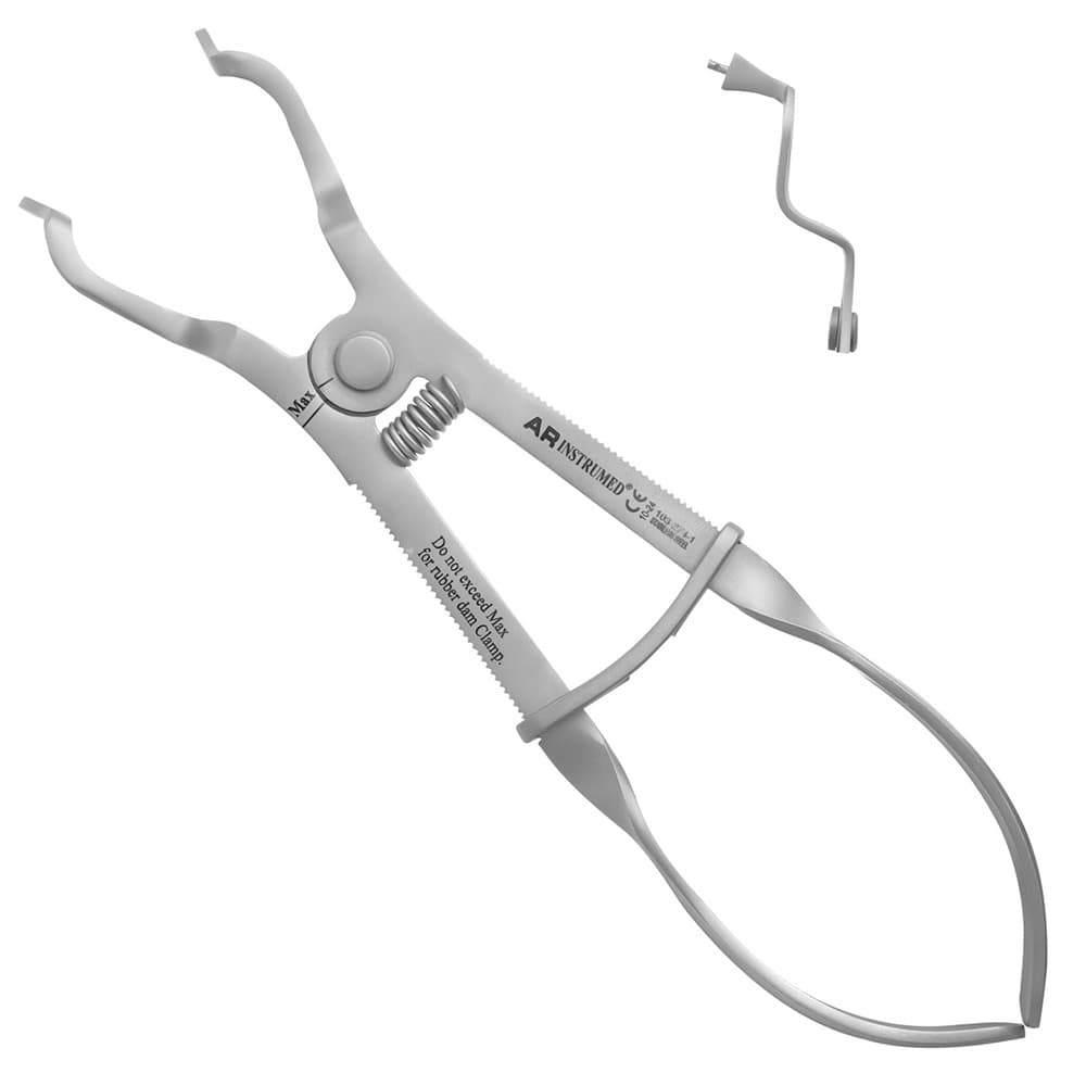 AR INSTRUMED Dental Rubber Dam Clamp Ivory Forcep, Curved Tip, Ribbon Handle, 6.5in, 1/Pk - AR INSTRUMED Dental Rubber Dam Clamp Ivory Forcep Curved Tip Ribbon Handle 6.5in - Image 1