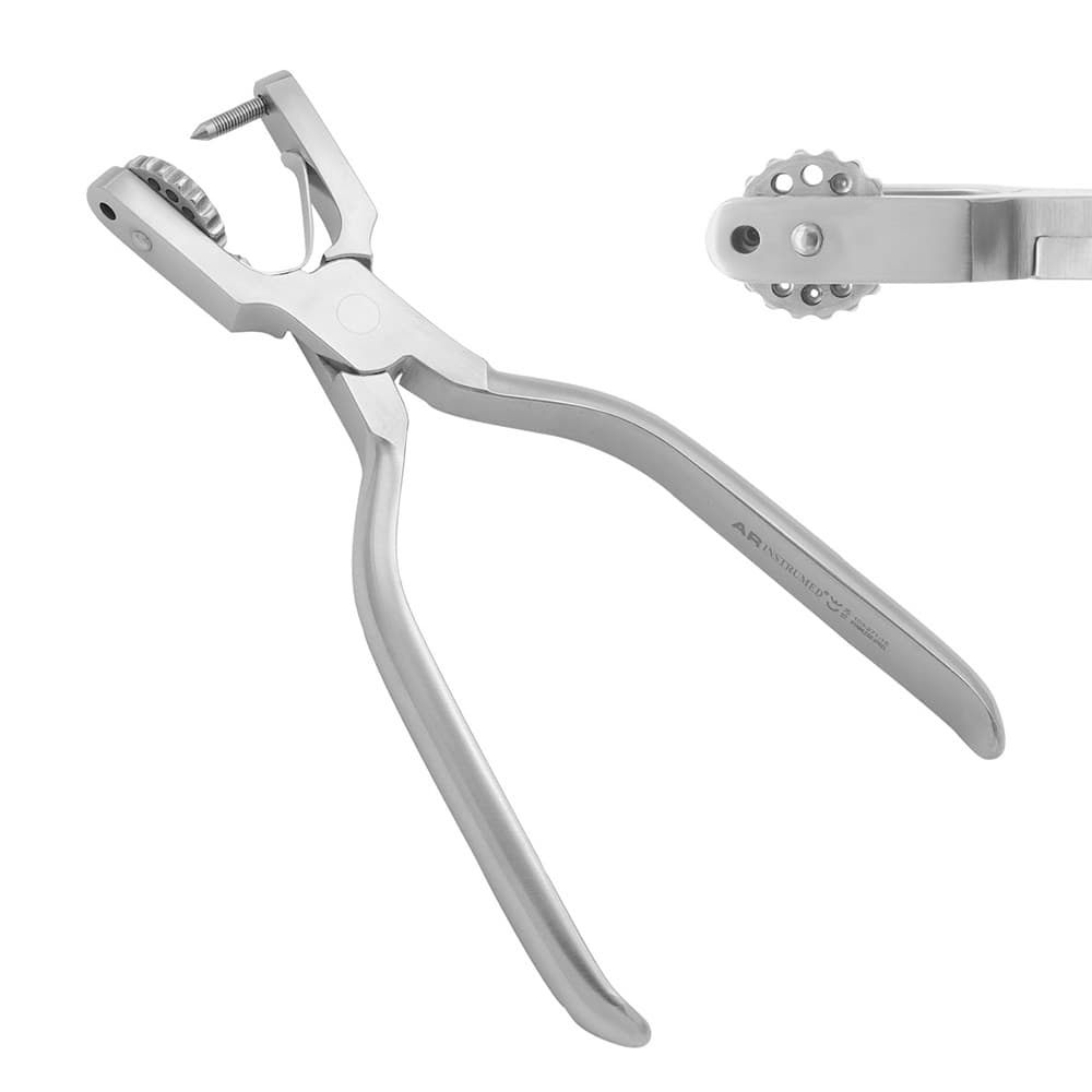 AR Instrumed Ainsworth Rubber Dam Punch Plier, Spring-Loaded, 17cm, Stainless Steel, 1/Pk - Punch Plier New Design Spring Loaded 17cm - Image 1