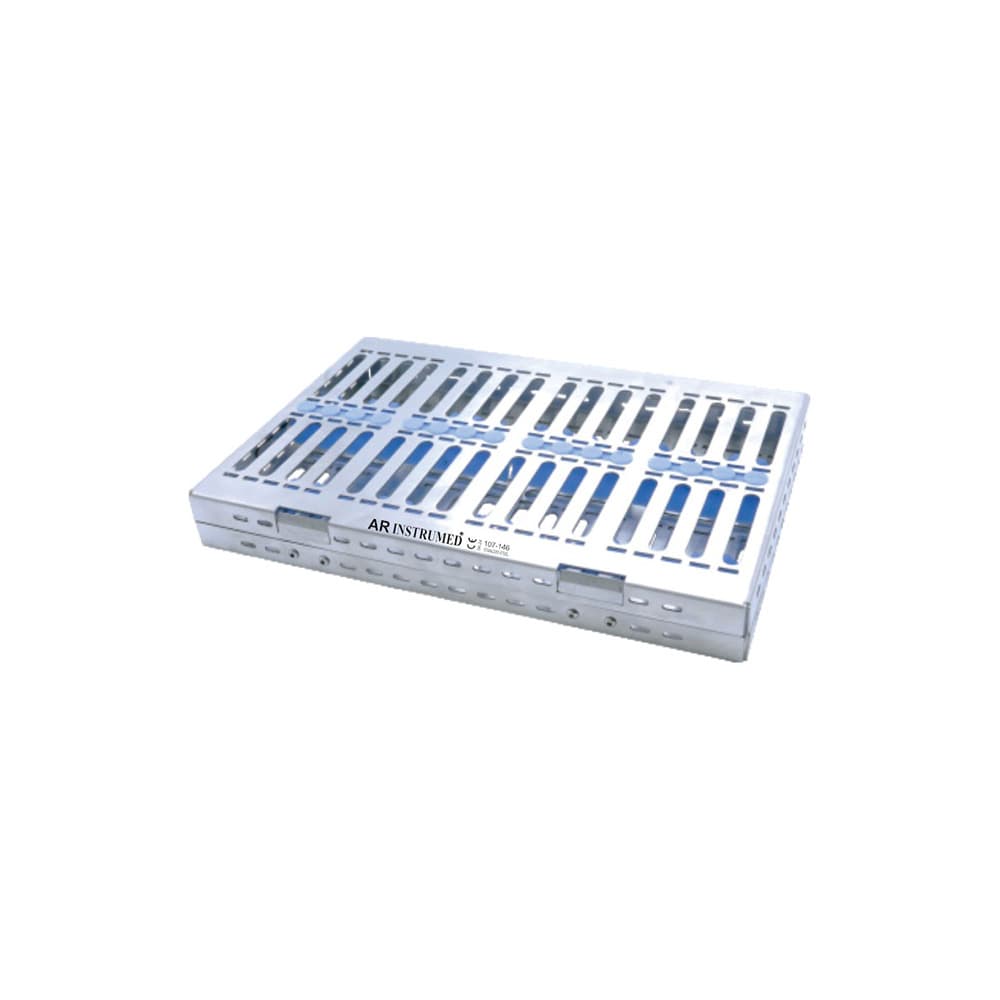 AR INSTRUMED Autoclave Sterilization Cassette Tray, Stainless Steel, 288x182x34mm (7.56" x 11.34" x 1.34"), Holds 20 Instruments, 1/Pk - AR INSTRUMED Autoclave Sterilization Cassette Tray, Stainless Steel 288x182x34mm, 20PCS - Image 1