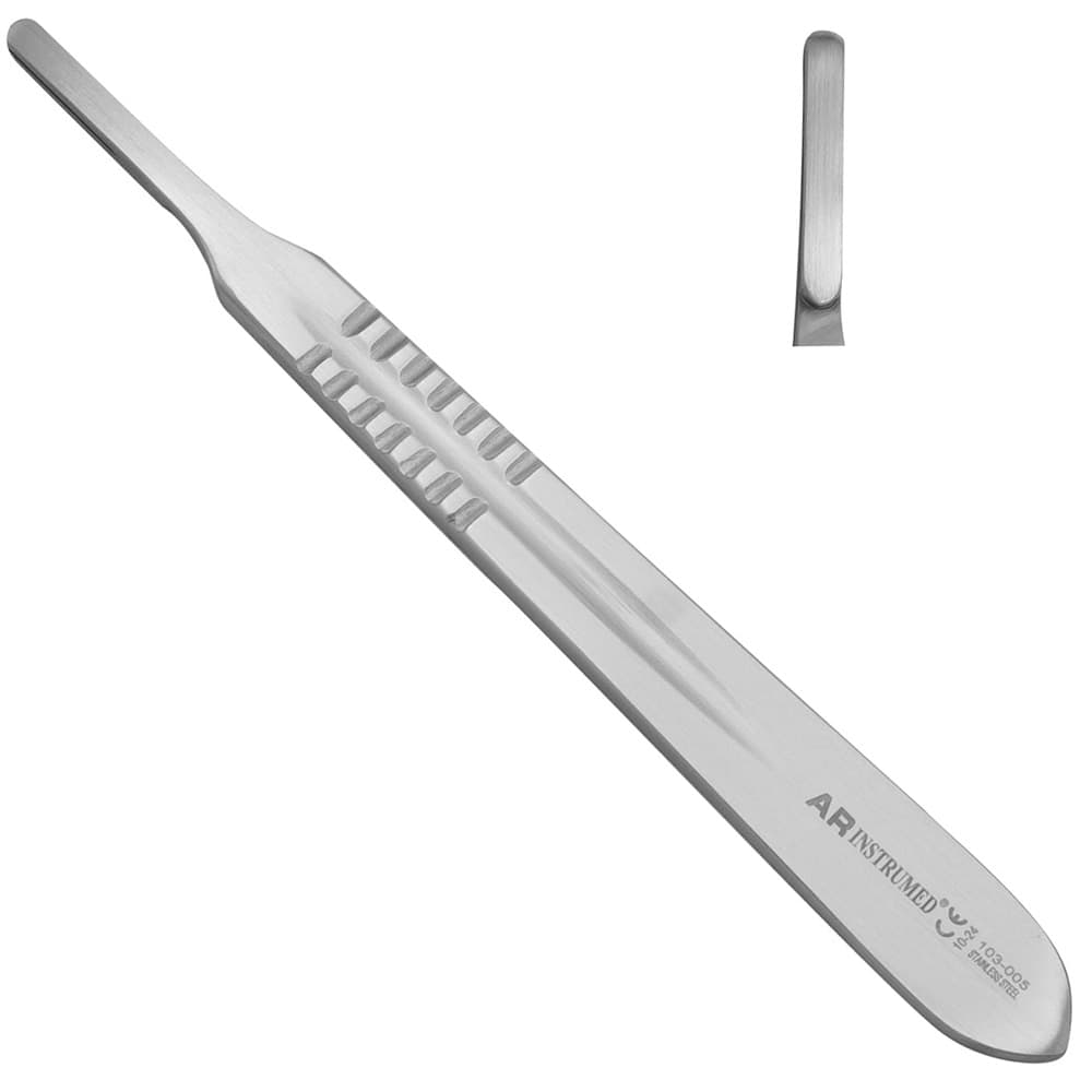 AR Instrumed #4 Stainless Steel Scalpel Handle, Non-Slip, Fits Blades 20-24, 130mm, 1/Pk - AR INSTRUMED Dental Scalpel Handle No.4 Non Slip Fits Blades 20 22 23 24 Stainless Steel - Image 1