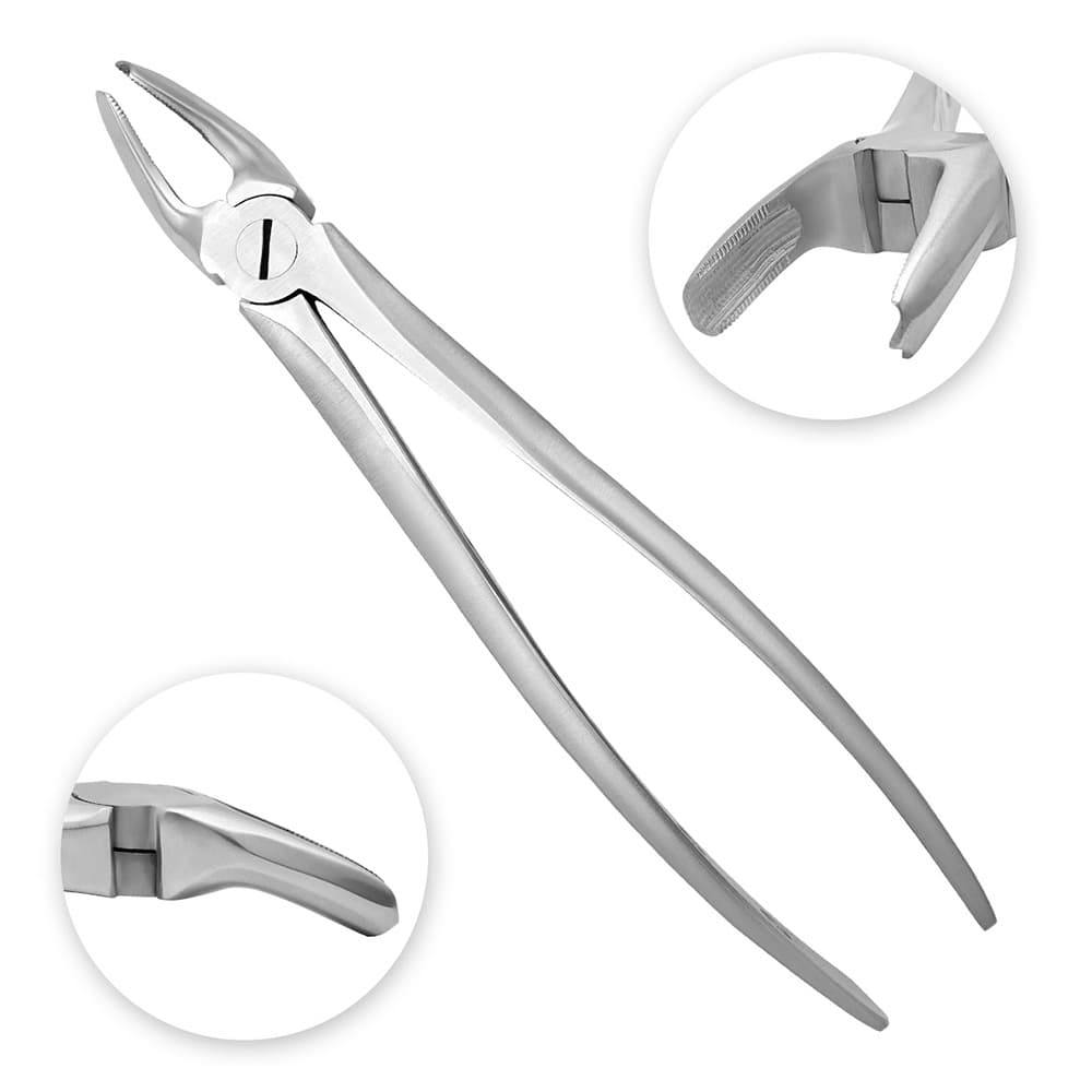 AR Instrumed #18 Upper Left Molar Extraction Forceps, Stainless Steel, Serrated, 1/Pk - AR INSTRUMED Adults Upper left Molar dental Extraction forcep, Medical grade stainless steel, Anatomical handle light-weight tooth extracting tool, Tri-prong beak dental plier. fig 18 - Image 1