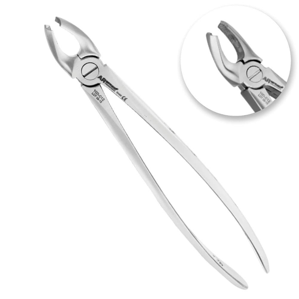 AR INSTRUMED Upper Molar Extracting Forceps, Fig 18A, Medical Grade Stainless Steel, Short Curved Serrated Tips, Hollow Python Grip, 1/Pk - AR INSTRUMED Adults Upper Molar Extracting Forcep, Medical grade stainless steel, Hollow Python Grip Handle, Short Curve Tip, Thin serrated jaw, Upper Either Side Molar Extraction Tool, Fig 18A - Image 1