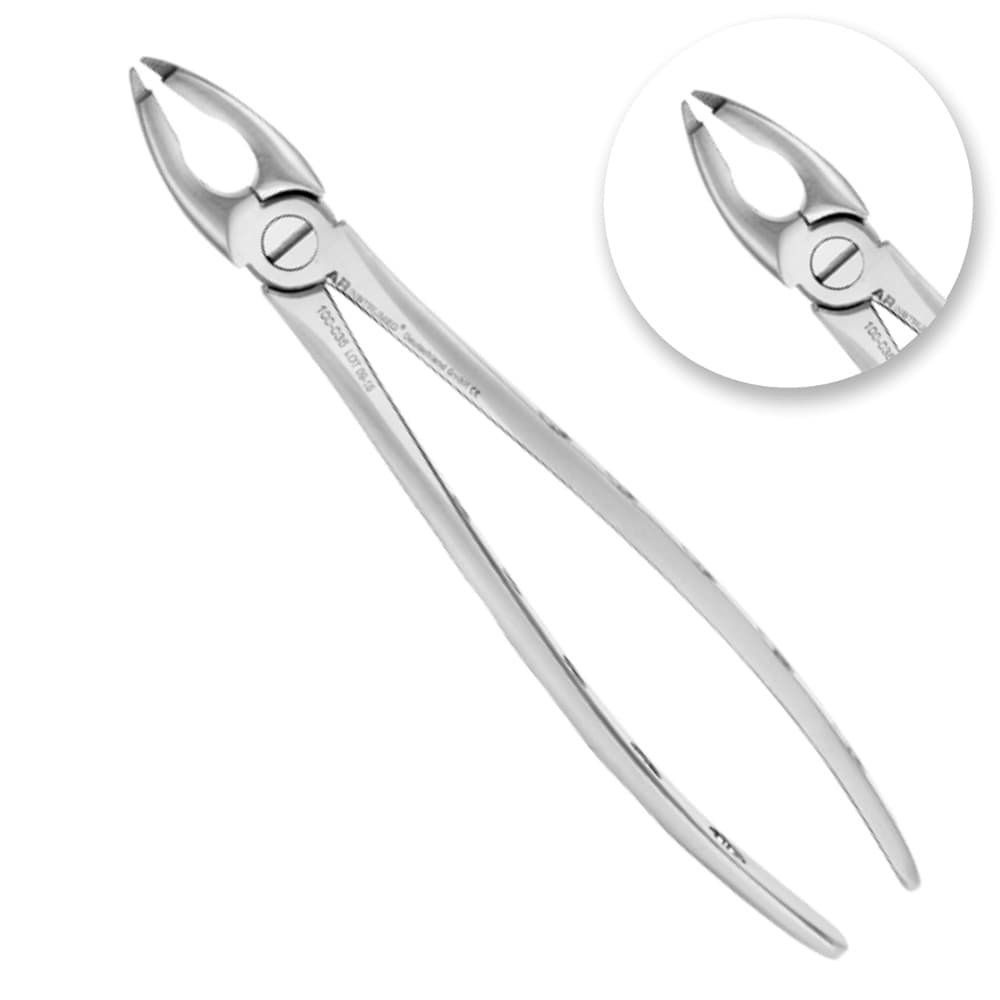 AR Instrumed #34 Upper Incisors & Premolars Extracting Forceps, Serrated, Stainless Steel, 1/Pk - AR INSTRUMED Adults Upper Incisors & Premolars Extracting Forcep, Medical grade stainless steel, Hollow Python Grip Handle, Thin serrated jaw, Gripping Incisors, Bicuspid depth Extraction Tool Fig 34 - Image 1