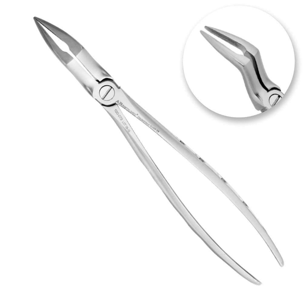AR INSTRUMED #34 Upper Root Extracting Forceps, Smooth Curved Tip, Serrated, Hollow Python Grip, 1/Pk - AR INSTRUMED Upper Root Extracting Forcep Smooth Curved Tip Hollow Python Grip Fig 34 - Image 1