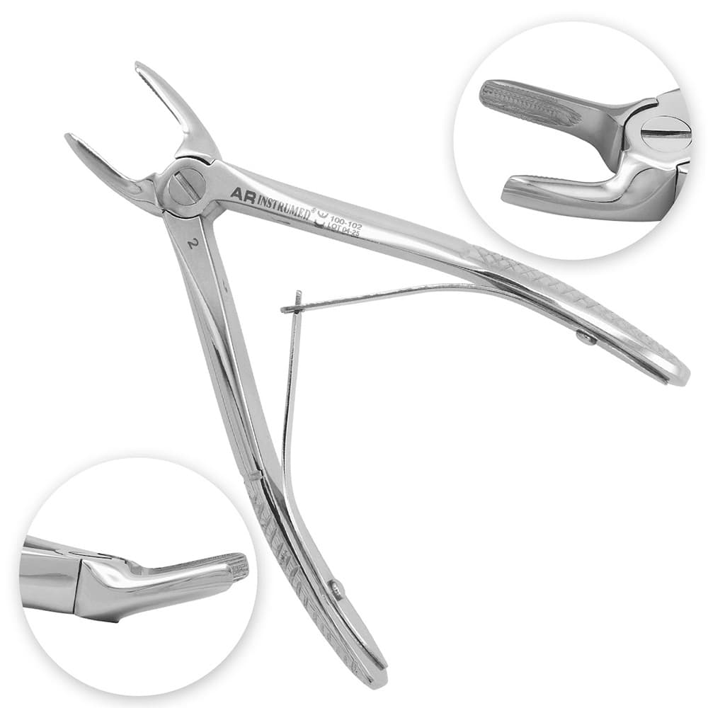 AR INSTRUMED Children's Dental Extraction Forceps for Upper Premolars, German Stainless Steel, Serrated, 4", 1/Pk - AR INSTRUMED Children’s Dental Extraction forcep for Upper Premolars German stainless steel tooth forcep for dentist, Ergonomic grip & Non-Slip Handle, Comfortable for kids tooth Extraction - Image 1