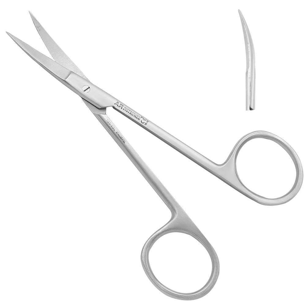 AR INSTRUMED Iris Curved Scissors 4.5" – Fine Tip, Thin Sharp Blades, Stainless Steel, 1/Pk - AR INSTRUMED Iris Curved Scissors 4.5" – Fine Tip, Thin Sharp Blades, Stainless Steel - Image 1