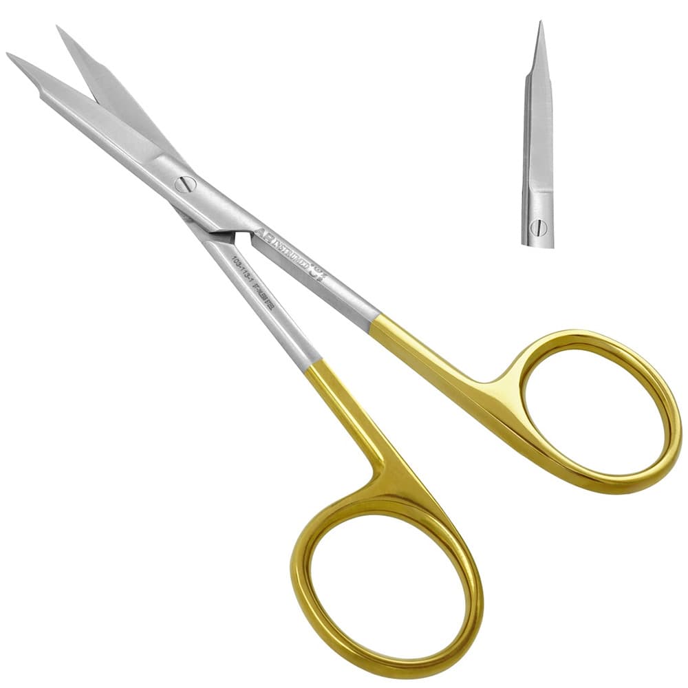 AR INSTRUMED Goldman-Fox TC Scissors, Stainless Steel 5", Straight, Super Cut, Gold Rings, 1/Pk - AR INSTRUMED Goldman Fox TC Scissors, Stainless Steel 5", Straight, Super Cut, Gold Rings - Image 1