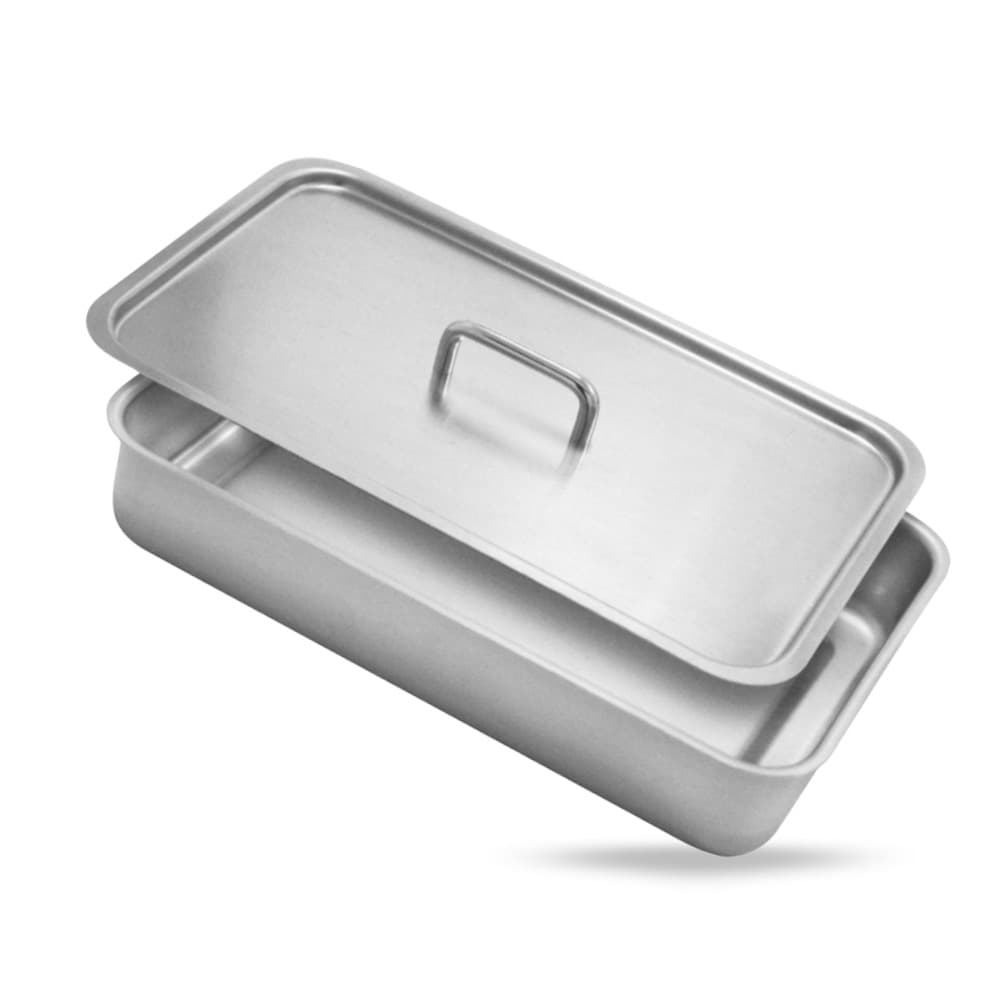 AR INSTRUMED Dental Instrument Tray with Lid, Medical Grade Stainless Steel, 8" x 11" x 2", 1/Pk - AR INSTRUMED Dental Lid Tray Organizer Holder, Medical Grade Stainless Steel, 8x11x2 in - Image 1