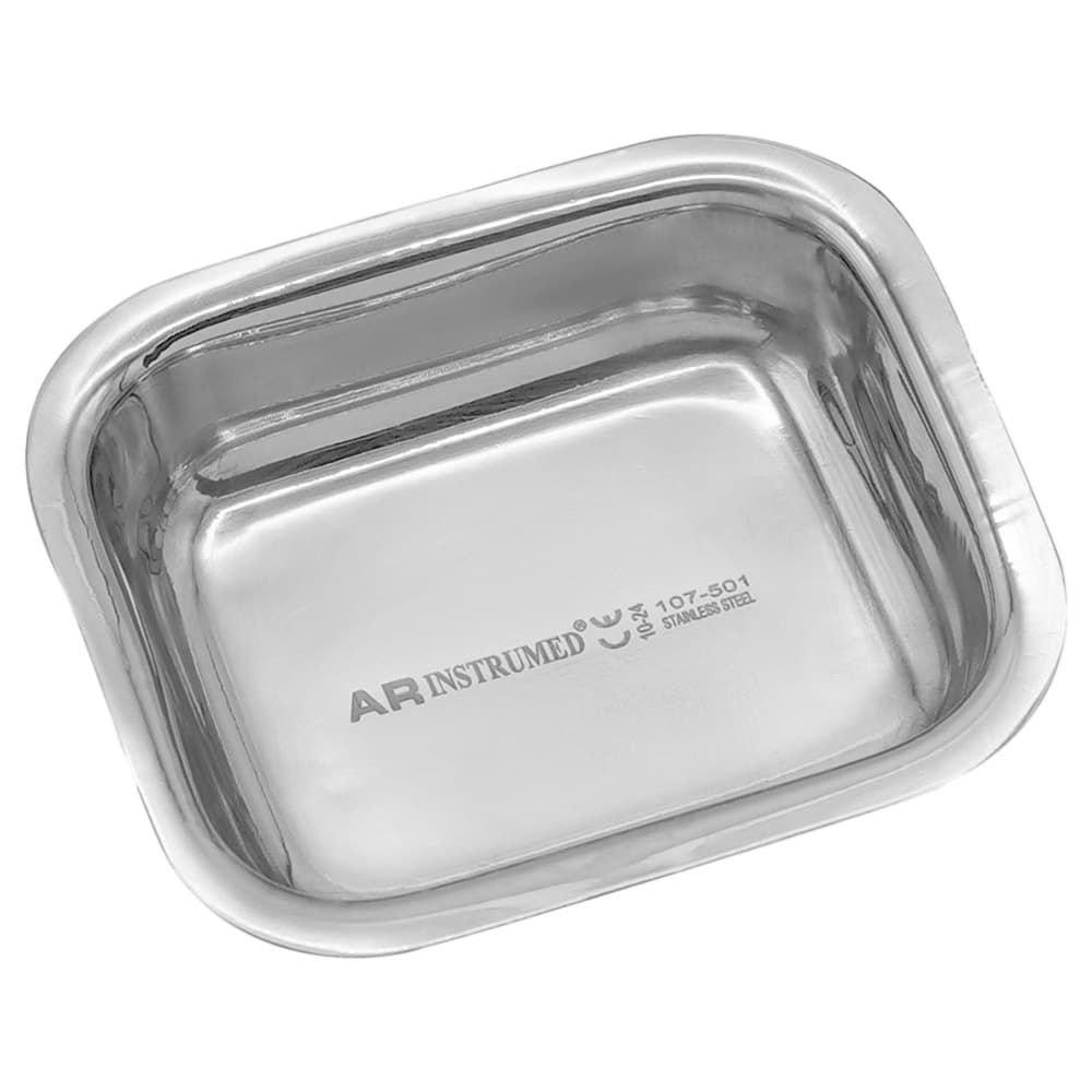 AR INSTRUMED Mini Dental Instrument Tray, Stainless Steel, 2.3" x 2" x 0.5", Raised Edges, 1/Pk - AR INSTRUMED Mini Dental INSTRUMEDnt Tray, Stainless Steel, 2.3"x2"x0.5", Raised Edges - Image 1