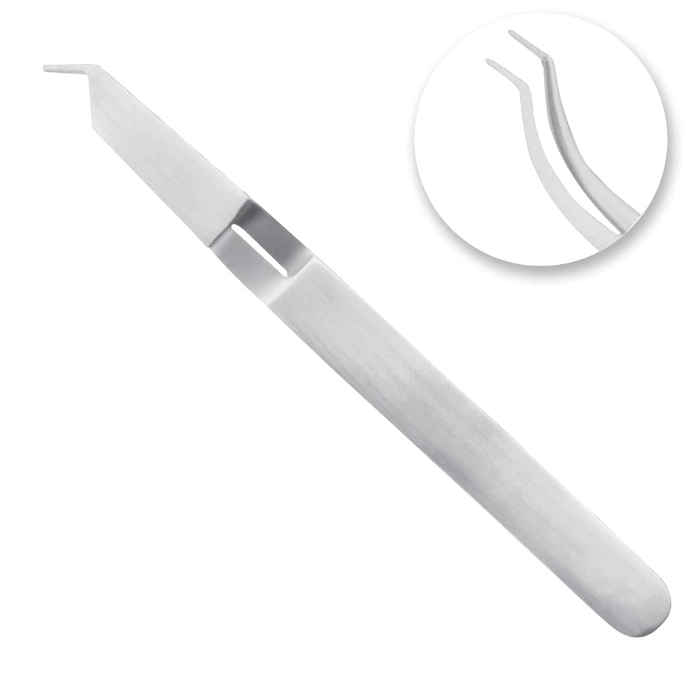 AR INSTRUMED Orthodontic Deluxe Bracket Tweezer, Thin Curved Tip, Non-Slip Handle, 4.5in (12cm), 1/Pk - AR INSTRUMED Orthodontic Deluxe Bracket Tweezer Thin Curved Tip Non Slip Handle 4.5in - Image 1