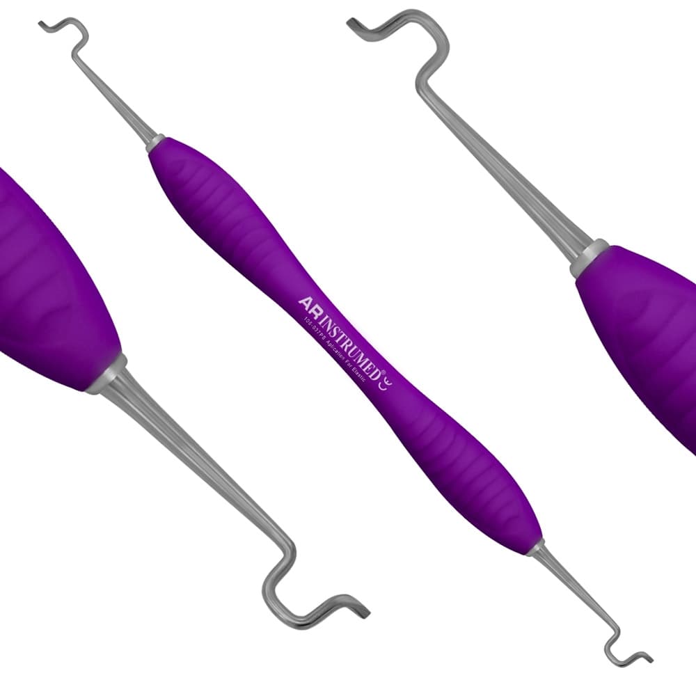 AR INSTRUMED Dental Elastic Applicator Placer, Angled Double Tip, Stainless Steel, Silicone Handle, 6in, 1/Pk - AR INSTRUMED Dental Elastic Applicator Placer Angled Double Tip Silicone Handle 6in - Image 1