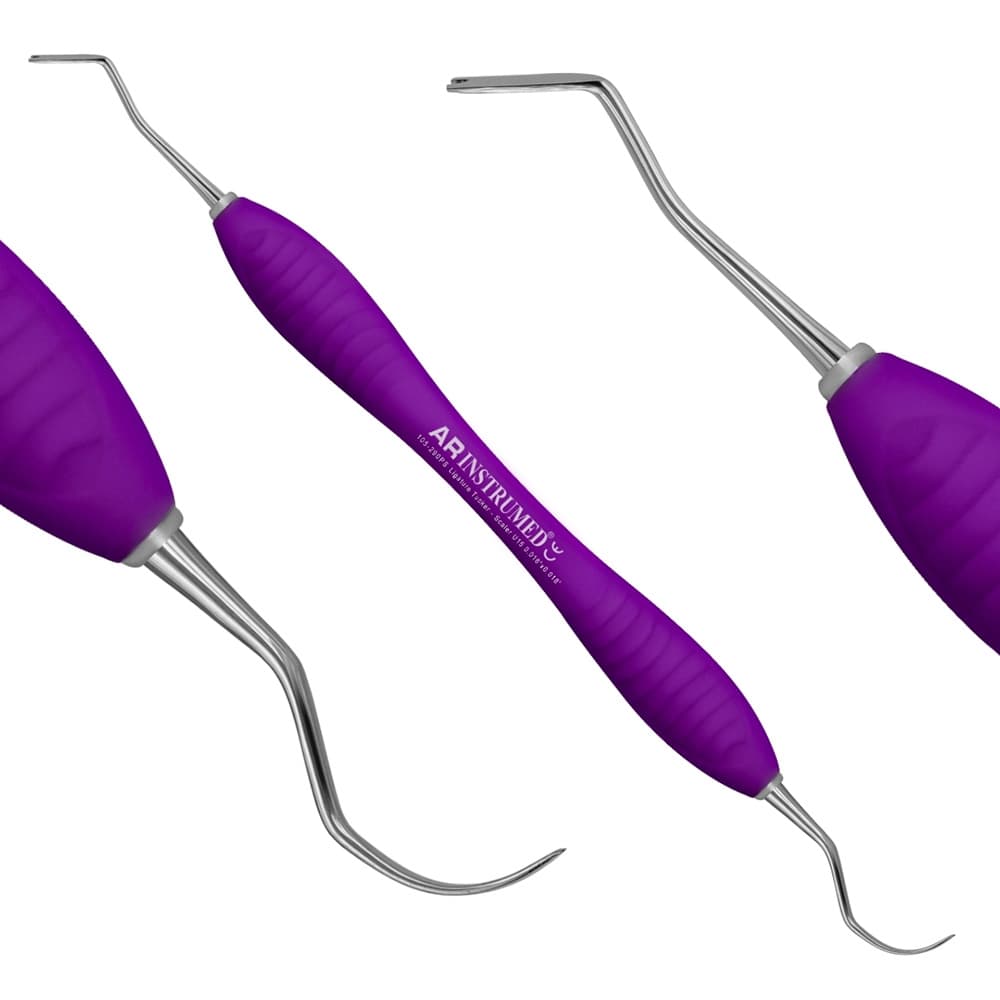 AR INSTRUMED Dental Ligature Tucker Scaler, Angled Double Tip, Stainless Steel, Silicone Handle, 6 inch, 1/Pk - AR INSTRUMED Dental Ligature Tucker Scaler Angled Double Tip Silicone Handle 6 inch - Image 1