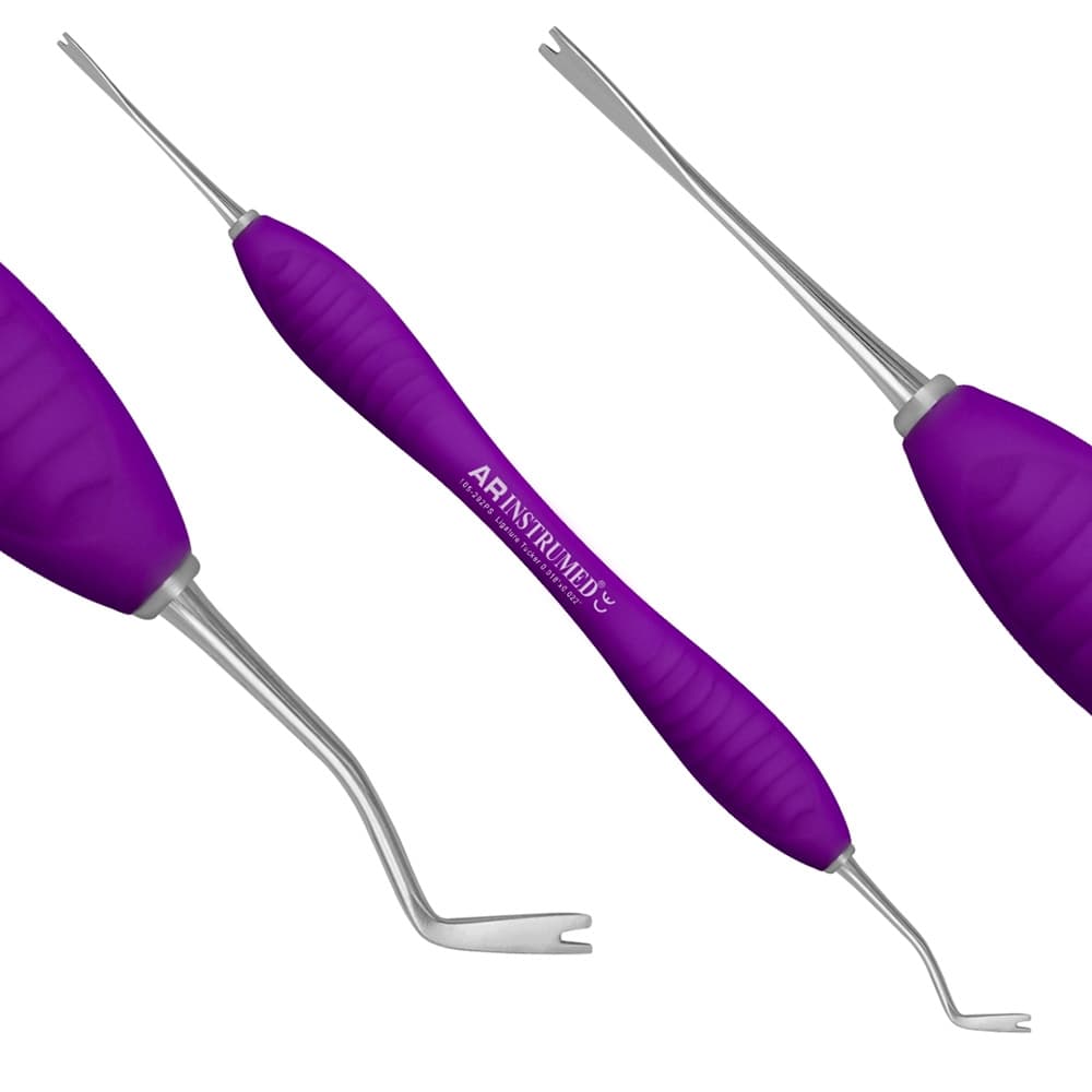 AR INSTRUMED Orthodontic Ligature Scaler/Tucker, Angled Double Tip, Stainless Steel, Silicone Handle, 6 inch, 1/Pk - AR INSTRUMED Orthodontic Ligature Scaler Angled Double Tip Silicone Handle 6 inch - Image 1