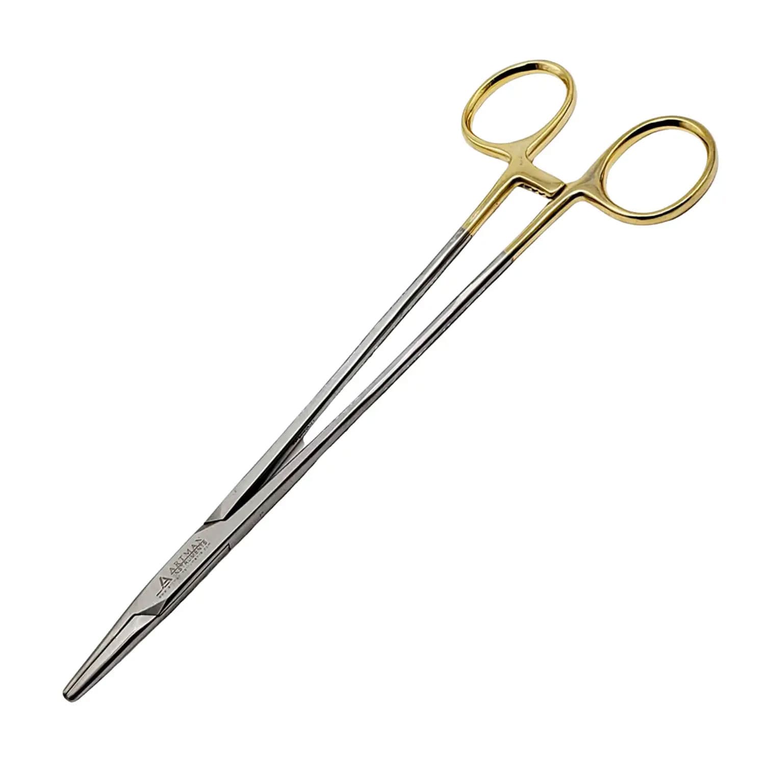 Artman Instruments Mayo Hegar Needle Driver, 8", Tungsten Carbide Serrated Tips, Gold Plated, 1/Pk - Artman Instruments Mayo Hegar Needle Driver, 8", 1/Pk - Image 1