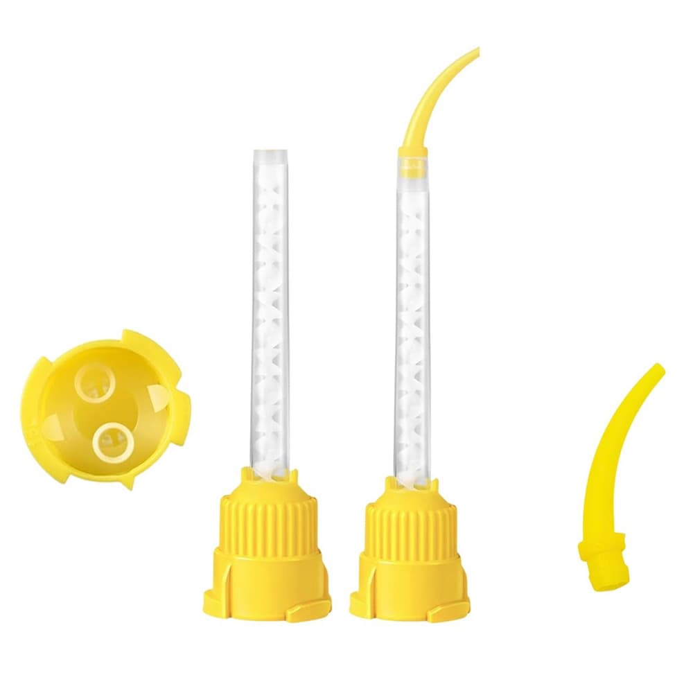 Artman Instruments 1:1 Short Yellow Temp Cement Mixing Tips Set, 100/Pk (50 Mixing Tips + 50 Intraoral Tips) - Artman Instruments 1:1 Short Yellow Temp Cement Mixing Tips Set, 100/Pk. Includes: - Image 1
