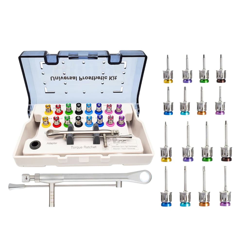 Artman Instruments Stainless Steel Implant Abutment Screw Driver Kit, 3 Drivers (16 Hex, 8 Long, 8 Short), Adjustable Torque - Artman Instruments Stainless Steel Implant Abutment Screw Driver Kit. Includes: - Image 1