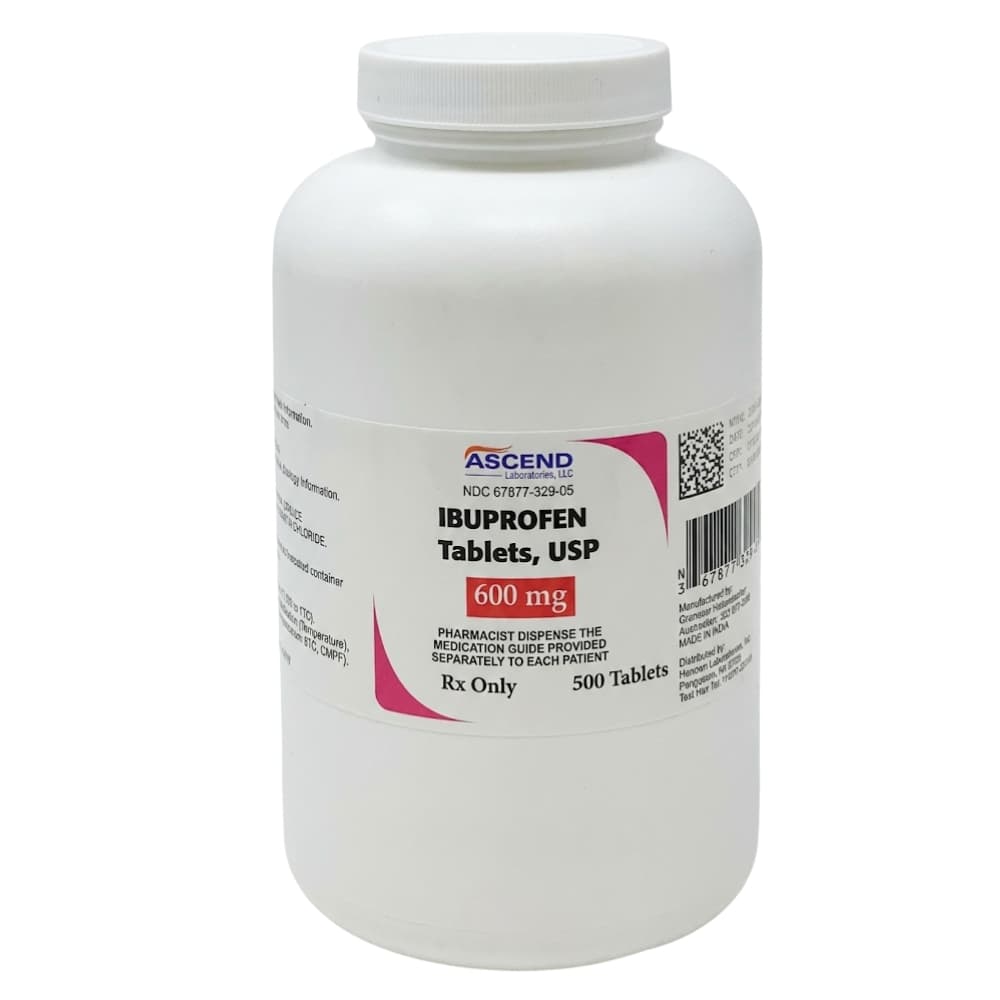 Ascend Laboratories Ibuprofen, 600mg, Bottle of 500 Tablets - Ascend Laboratories Ibuprofen, 600mg, Bottle of 500 Tablets - Image 1