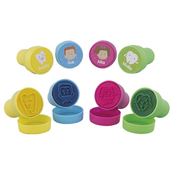 BADER Funny Face Stamps, Assorted Designs (Mia, Gus, Mollie, Baddy), 20/Pk - BADER Funny Face Stamps, Assorted, 20/Pk - Image 1