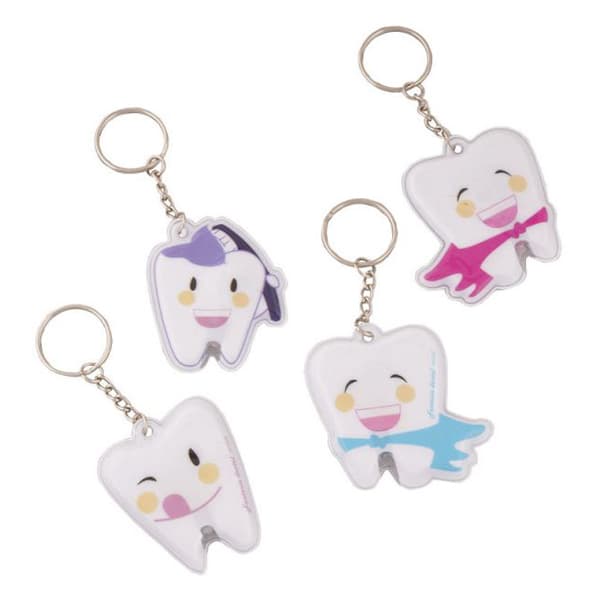 BADER Light Up Tooth Shaped Keychain, Assorted Colors, 20/Pk - BADER Light Up Tooth Shaped Keychain, Assorted, 20/Pk - Image 1
