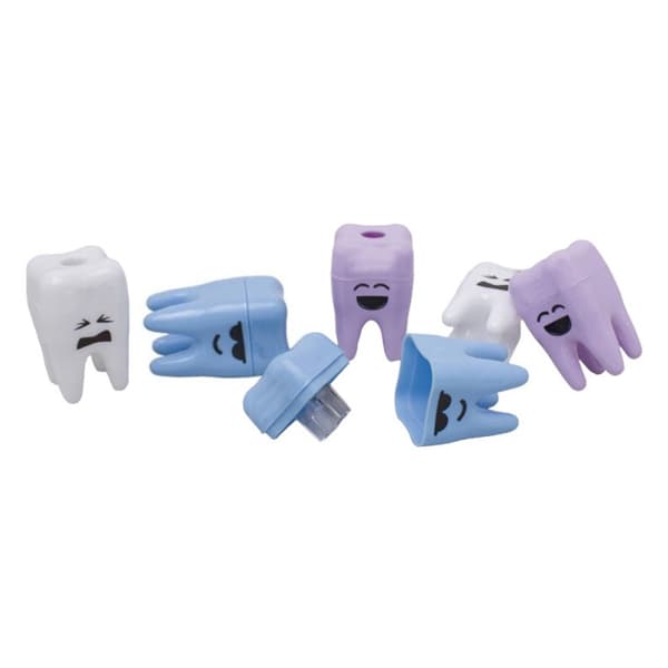 BADER Tooth Shaped Pencil Sharpener, Assorted Smiley Faces, 20/Pk - BADER Tooth Shaped Pencil Sharpener, Assorted, 20/Pk - Image 1