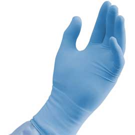 Synguard Nitrile Exam Gloves, Powder-Free, Non-Sterile, Small, Blue, Finger Textured, 100/Box - Synguard Nitrile Exam gloves: SMALL Powder-Free 100/Pk - Image 1