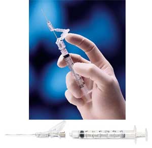 BD SafetyGlide 1 mL Syringe with 25 Gauge x 5/8" Shielding Subcutaneous Needle, Regular Bevel, Detachable, Box of 50 - BD SafetyGlide 1ml Syringe with 25 gauge x 5/8" Shielding Subcutaneous - Image 1