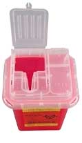 BD Sharps Collector, 1 Quart, Red, Clear Top with Built-in Needle Removal Port, Single Container - Phlebotomy Sharps Container - 1 Quart Collector - Image 1
