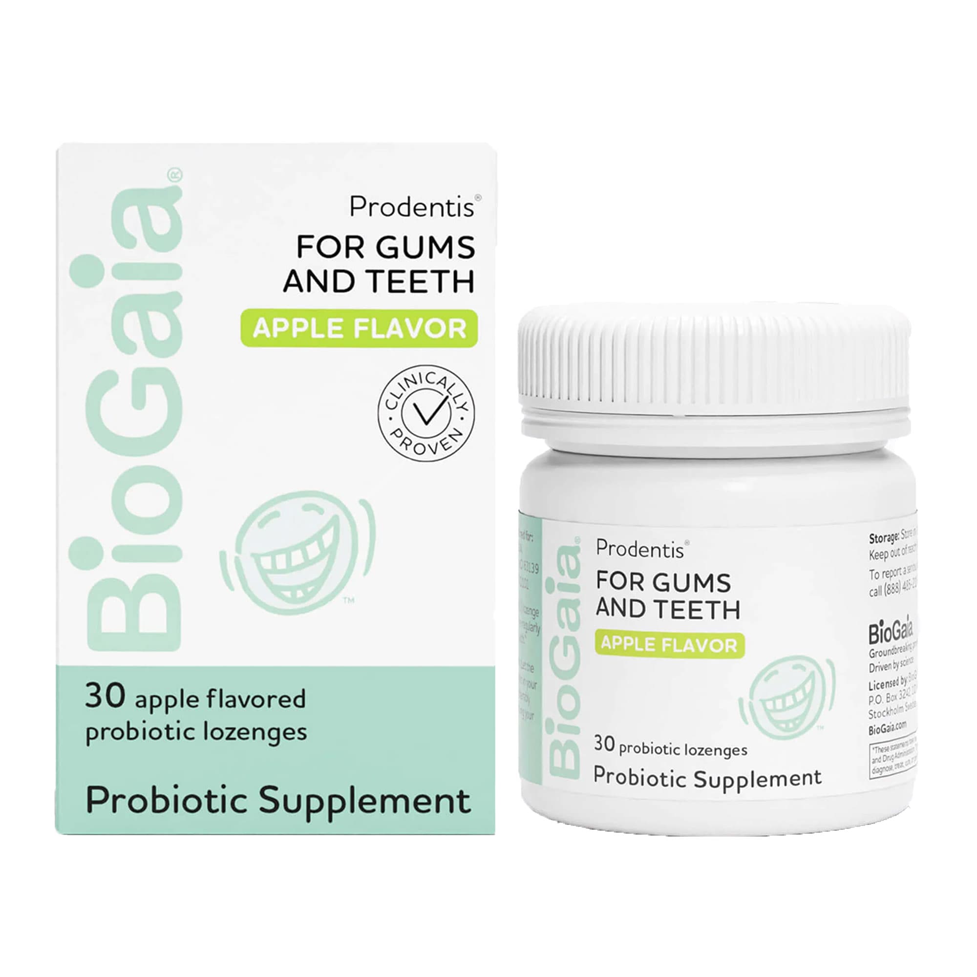 BioGaia Prodentis Probiotic Lozenges for Gums and Teeth, Apple Flavor, 30 Count Bottle - BioGaia Prodentis for Gums and Teeth, Probiotic Lozenges, Apple, 30/Bottle - Image 1
