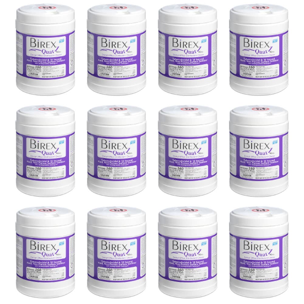 Birex Quat Disposable Disinfectant Wipes, 6" x 6.75", 160 Wipes/Can, Case of 12 Cans - Birex Quat 6" x 6.75" Disposable Disinfectant Wipes, 160/Can, Case of Twelve - Image 1