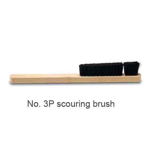 Buffalo Dental Scouring Brush, No. 3P, Four Rows of Stiff Black Bristles, Wooden Handle, 8" Length, Single Brush - Buffalo Dental Scouring Brush, No. 3P, with four rows of stiff black bristles - Image 1