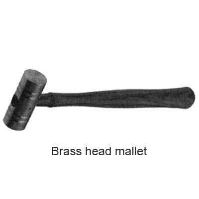 Buffalo Dental 11 oz. Brass Head Mallet with Tapered Wood Handle - Buffalo Dental 11 oz. Brass Head mallet, features a brass head and tapered wood - Image 1