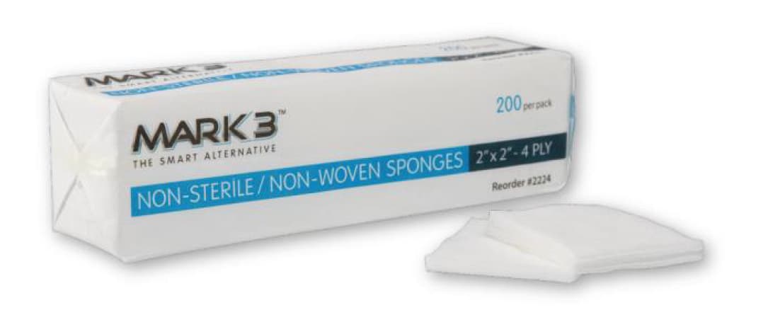 MARK3 Non-Woven Sponges, 2" x 2", 4-Ply, Non-Sterile, 5000/Case (Packs of 200) - MARK3 Sponges Non Woven Non Sterile 2"x 2" 4-Ply 5000/cs (in packs of 200) - Image 1