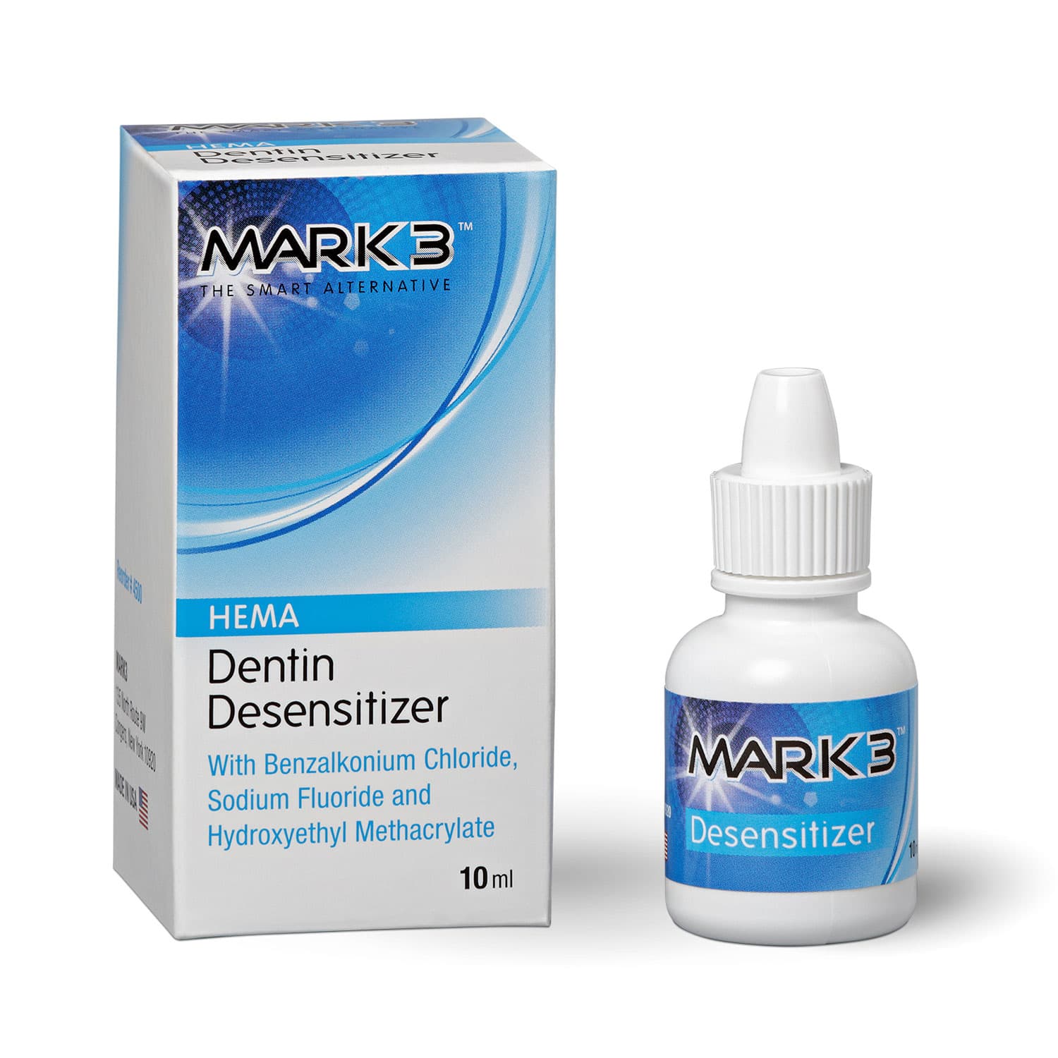MARK3 Dentin Desensitizer with Fluoride, 10 ml Bottle, Contains Benzalkonium Chloride, Sodium Fluoride and HEMA - MARK3 Dentin Desensitizer w/ Fluoride, 10 ml Bottle. Contains Benzalkonium - Image 1