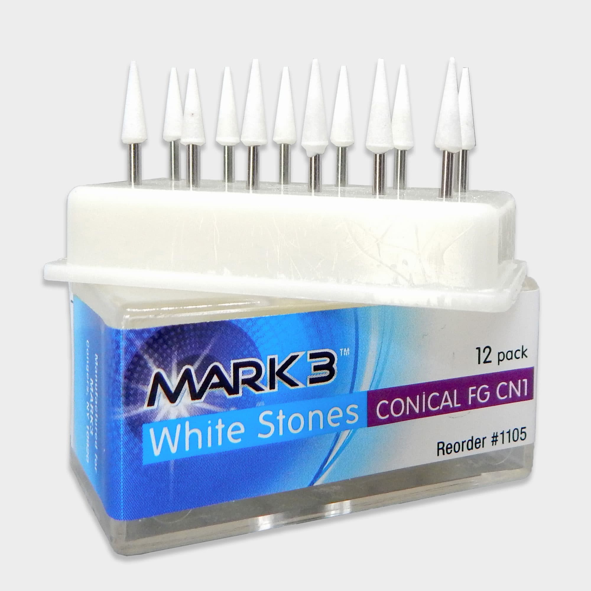 MARK3 White Stones Conical FG CN1, 12/Box - MARK3 White Stones Conical FG CN1, 12/Box - Image 1