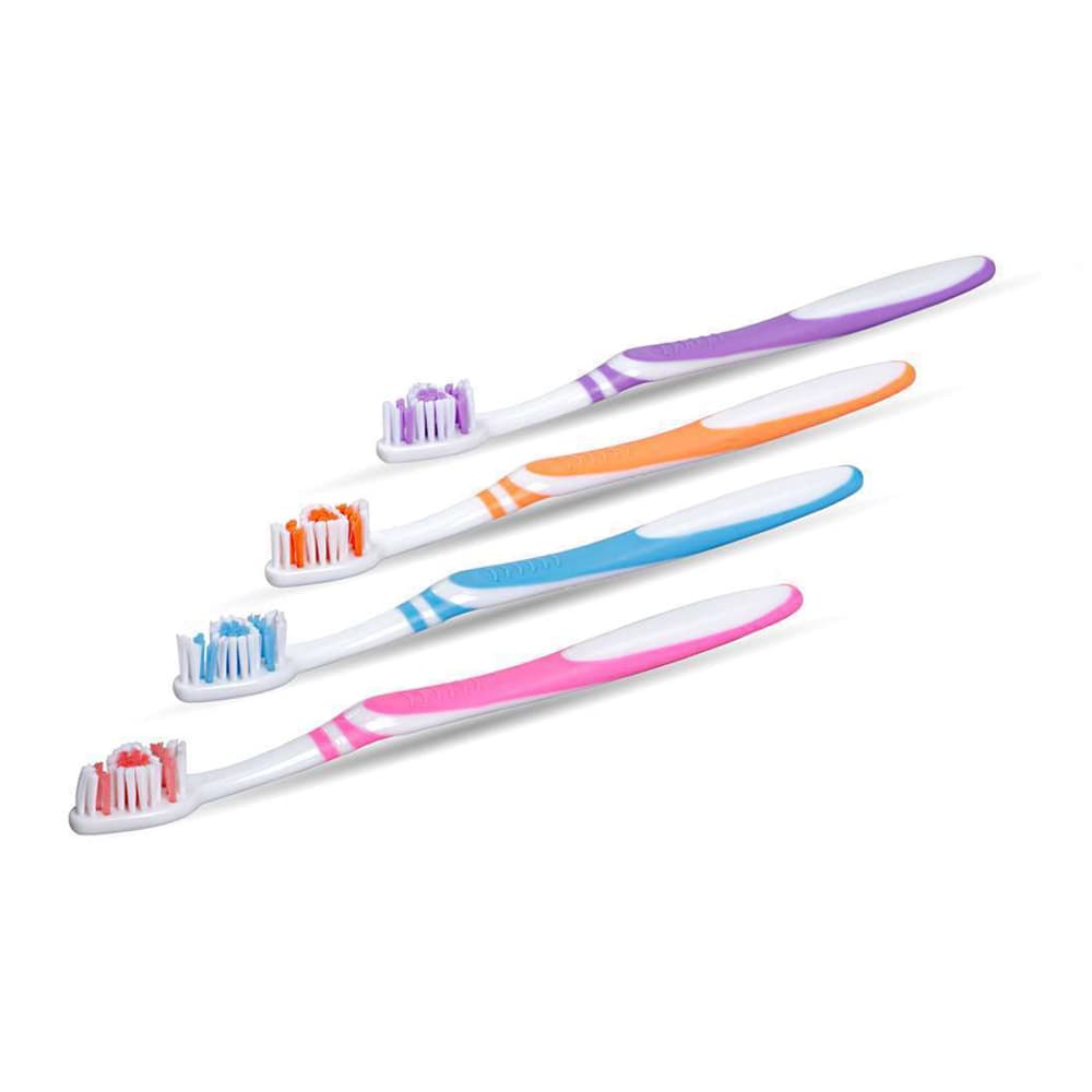 MARK3 Premium Adult Toothbrush, 32-Tuft, Soft Bristles, Contoured Head, Assorted Colors (Purple, Orange, Blue, Pink), 72/Box - MARK3 Premium Adult Toothbrush, 32-Tuft, Soft Bristles with Contoured Head, Assorted, 72/Box - Image 1