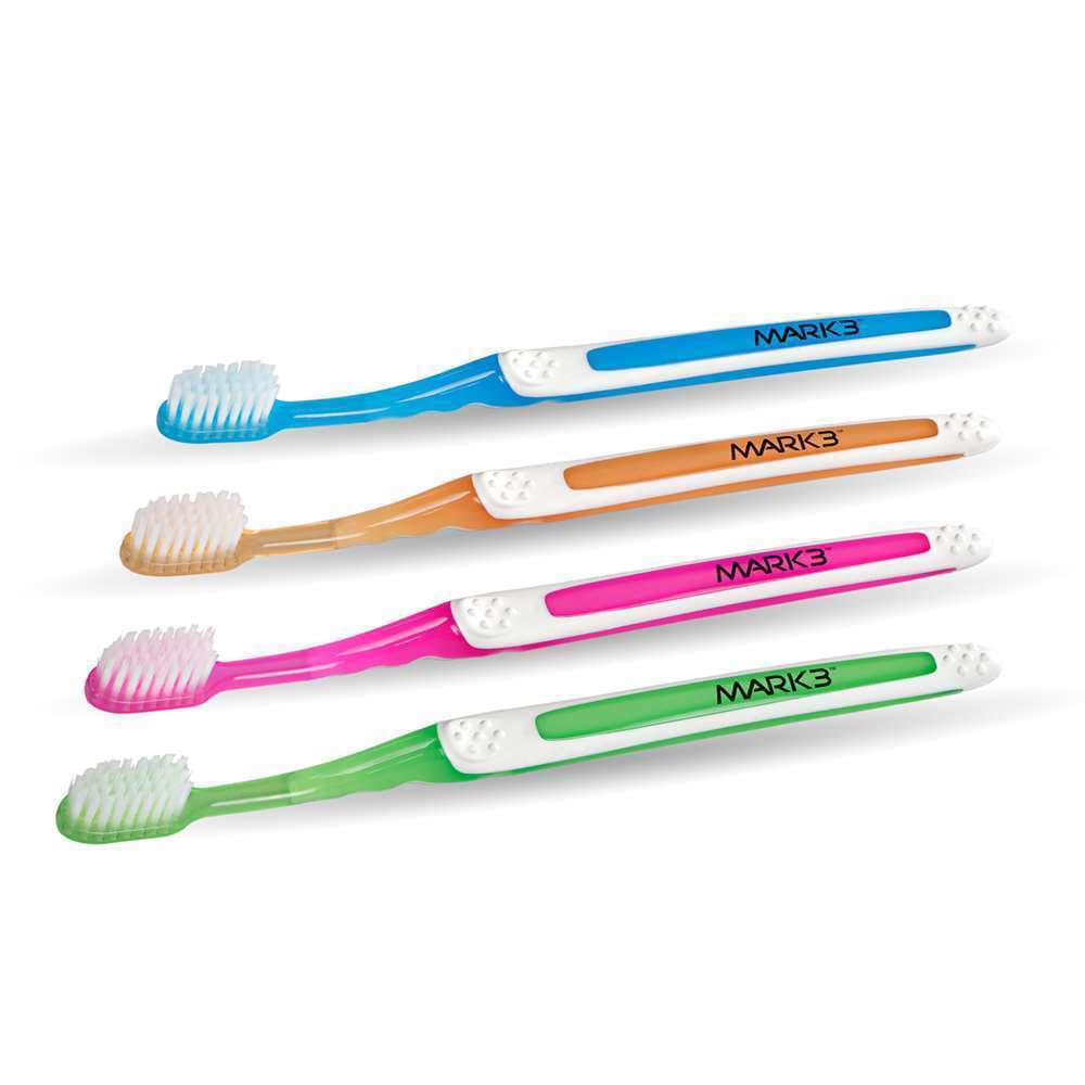 MARK3 Premium Sensitive Compact Head Adult Toothbrush, 32-Tuft, Assorted Colors, 72/Box - MARK3 Premium Sensitive Compact Head Adult Toothbrush, 32-Tuft, Assorted, 72/Box - Image 1