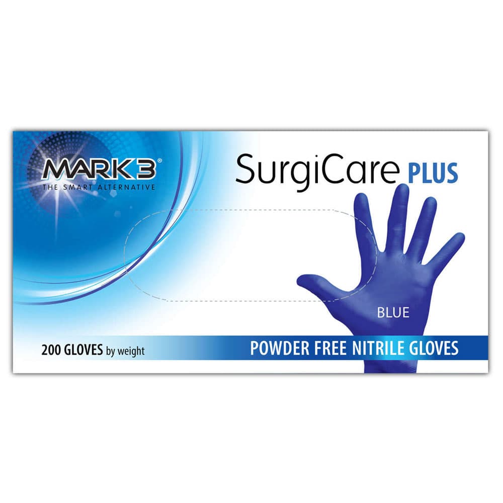 MARK3 SurgiCare Plus Blue Powder-Free Nitrile Exam Gloves, Large, 200/Box - MARK3 SurgiCare Plus Blue Powder-Free Nitrile Exam Gloves, Large, 200/Box - Image 1
