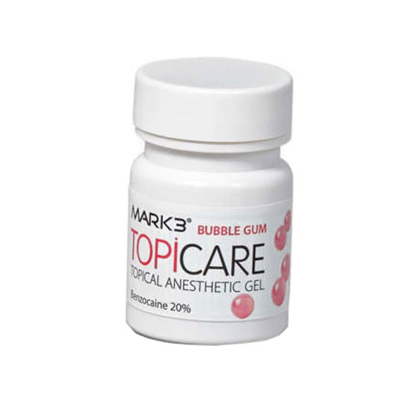 MARK3 TOPICARE 20% Benzocaine Topical Anesthetic Gel, Bubble Gum, 1 oz Jar, 1/Pk - MARK3 TOPICARE 20% Benzocaine Topical Anesthetic Gel, Bubble Gum, 1oz. Jar, 1/Pk. - Image 1