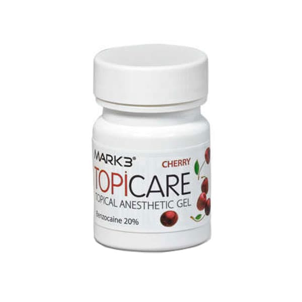 MARK3 TOPICARE 20% Benzocaine Topical Anesthetic Gel, Cherry, 1 oz Jar, 1/Pk - MARK3 TOPICARE 20% Benzocaine Topical Anesthetic Gel, Cherry, 1oz. Jar, 1/Pk. - Image 1