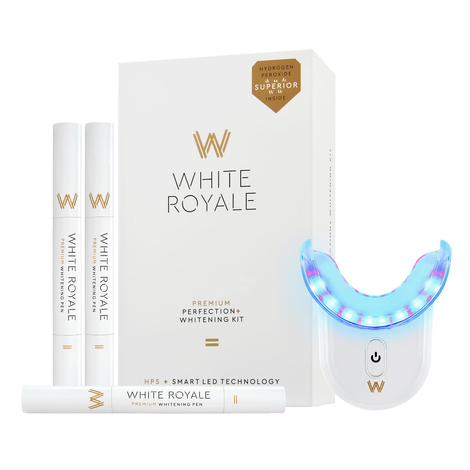 White Royale Premium Perfection+ Whitening Kit - 3 Whitening Pens & Smart LED Mouthpiece - White Royale Premium Perfection+ Whitening Kit - Image 1
