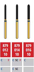 Alpen FG #879.014 Fine Grit Beveled Cylinder Diamond Bur, 5/Pkg - Alpen FG #879.014 Fine Grit, Beveled Cylinder Diamond Bur. Package of 5 Burs - Image 1