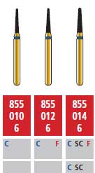 Coltene Whaledent Alpen Multilayer Diamond Bur FG 855-012, Coarse, Tapered Round-End Cylinder, 1.2 mm, 5/Pack, R855C012FG - Alpen Diamonds, G855-314-012-06.0-M, R855C012FG, (Discontinued) - Image 1