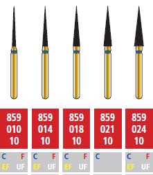 Alpen FG #859.010 Extra Fine Grit, Flame Shaped Diamond Bur, Package of 5 - Alpen FG #859.010 Extra Fine Grit, Flame Shaped Diamond Bur. Package of 5 Burs - Image 1