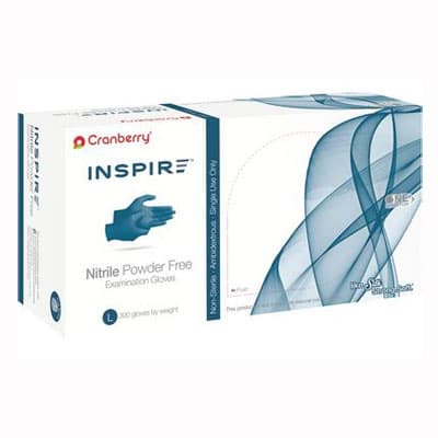 Cranberry Inspire Nitrile Exam Gloves, Large, Aegean Blue, Powder Free, Non-Sterile, 300/Box - Inspire Nitrile Exam Gloves: LARGE 300/Bx - Image 1