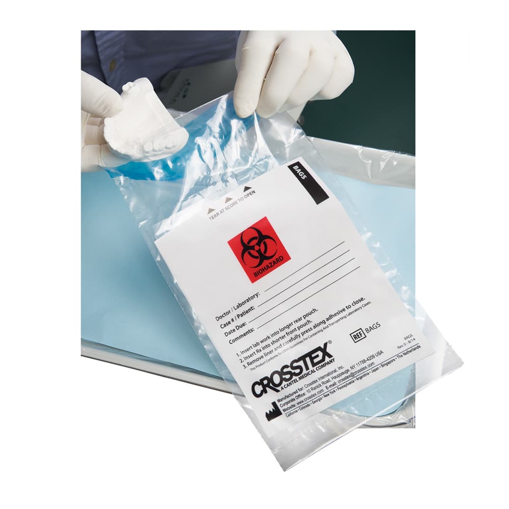 Crosstex Xtex Laboratory Transport Bags, Small, 6" x 10", Clear, Box of 1000, BAGS-CS - Xtex Lab Transport Bag Sm, BAGS-CS - Image 1